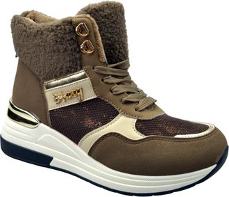 Generic Womens Winter Ankle Boots, Lined Hiking Shoes with Platform Sole, Black/Burgundy/Beige/Brown, Lace-Up Walking Trainers (Brown, One Size, UK Footwear S