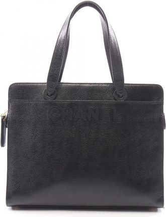 Chanel Black Grained Calfskin Handbag Tote Bag (Pre-Owned)