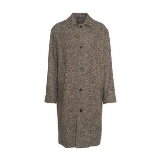Rue De Tokyo Single-Breasted Coats, male, Brown, Size: S Classic Marrone Coat Aw25