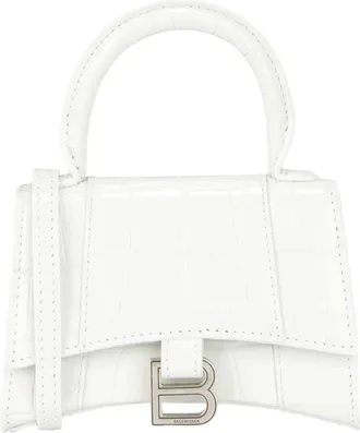 Balenciaga Hourglass Xs Crocodile Embossed Leather Top Handle Bag