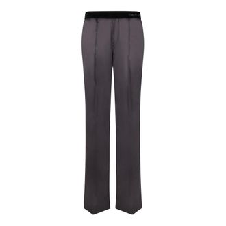 Tom Ford Straight Trousers, female, Black, Size: XS Stretch Silk Satin PJ Pants