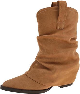 Generic Brown Women Boots in Earth Tone with Stacked Heel and Secure Fit for A Functional and Chic Cold Weather Ensemble