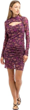Patrizia Pepe Floral Dress - Dames - Korte kleedjes - Paars - XS - Polyester - Kleedjes