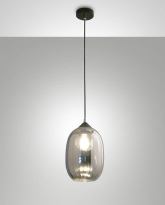 Fabas Luce Lampada A Sospensione Infinity 200mm In Vetro Soffiato Fum&eacute; Con Struttura In Metallo - Design Moderno Elegante Per Illuminazione Interni