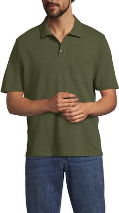Lands End Short Sleeve Cotton Linen Polo in River Stone Green at Nordstrom, Size Xx-Large