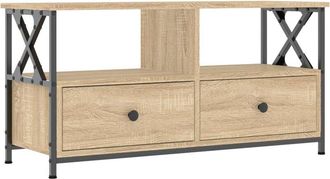 vidaXL Vidaxl - Mueble tv hierro y madera contrachapada roble Sonoma 90x33x45cm