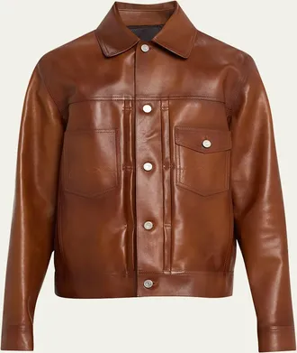 Berluti Mens Leather Trucker Jacket