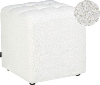 Beliani Reposapi&eacute;s Puf Sala De Estar Moderno Cubo Otomana Boucl&eacute; Blanco Kansas
