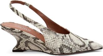 PARIS TEXAS Womens Nina Slingback Leather Wedge Heel In Printed Python