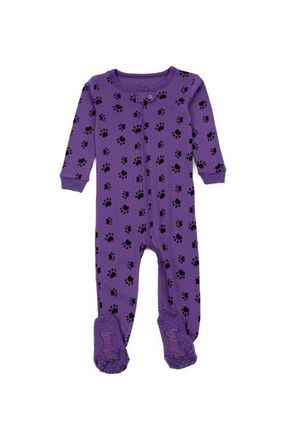 Leveret Footed Printed Cotton Matching Family Pajamas, Coordinated Prints in Purple Dog Paw at Nordstrom, Size 12-18M