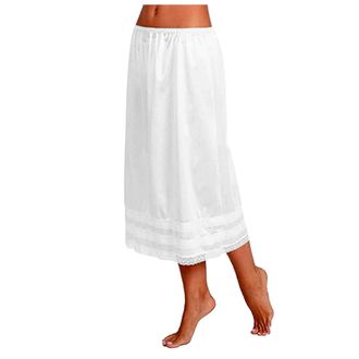 Generic Half Slips For Women Underskirt Dress Extender Lace Trim Knee Length Short Skirt Extra Long Dress Pants for Women White