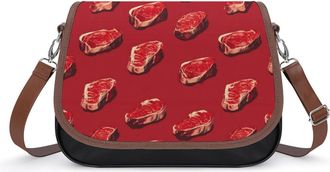 Generic Steak Fresh Meat Womens Crossbody Bag Fashion Shoulder Handbags Message Tote Bag with Adjustable Strap