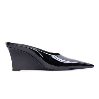 Black Suede Studio Aysha 70 Wedge in Black Patent Leather at Nordstrom, Size 39