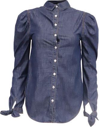 Veronica Beard Button-Down Denim Shirt in Blue Cotton