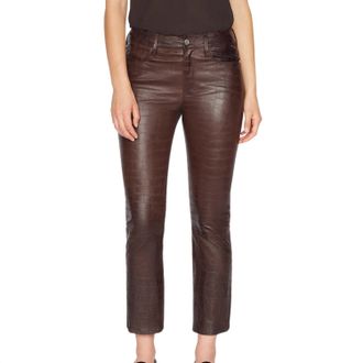 Frame Denim Womens Leather Le Crop Mini Boot Pants In Americano