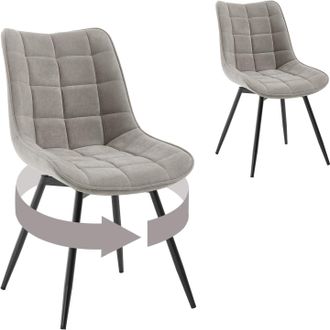 Woltu Woltu Juego De 2 Sillas De Comedor Para Sal&oacute;n, Oficina O Terraza, Con Respaldo Ergon&oacute;mico, Asiento De Terciopelo Y Patas De Metal, Color Gris Claro