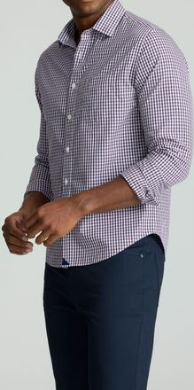 UNTUCKit Lawrence Gingham Wrinkle Free Cotton Button-Up Shirt in Dark Purple at Nordstrom, Size Small