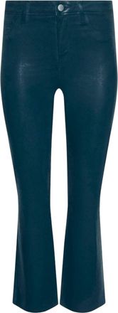 L'agence Womens Kendra High Rise Crop Coated Flare Pants In Deep Teal