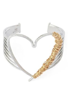 Robert Lee Morris Wire Wrap Heart Cuff Bracelet in Two Tone at Nordstrom