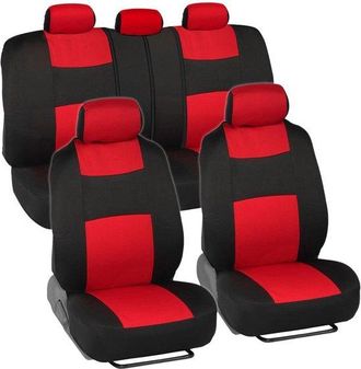 OEM Juego Completo De Fundas Para Asientos De Coche: Asientos Delanteros Y Traseros, F&aacute;cil Instalaci&oacute;n, Camiones, Furgonetas Y Suv, Gris Negro