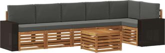 vidaXL Conjunto De Sof&aacute;s De Exterior 7 Uds. Natural Y Antracita Vidaxl