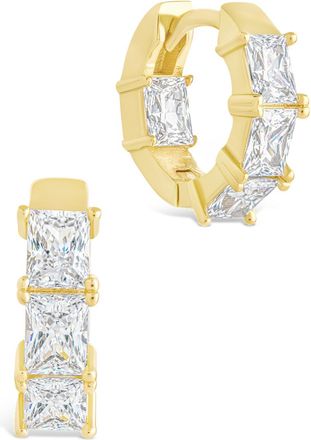 Sterling Forever Cosima Baguette CZ Hoops