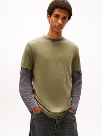 Tommy Jeans T-Shirt TOMMY JEANS TJM XSLIM JASPE HTR TEE EXT, Herren, Gr. XXL, dunkelgr&uuml;nery htr, Single Jersey, Obermaterial: 60% Baumwolle, 40% Polyester, Basic,