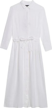 Brooks Brothers Linnen Riem Jurk - Dames - Shirt Kleedjes - Wit - S - Linnen - Kleedjes
