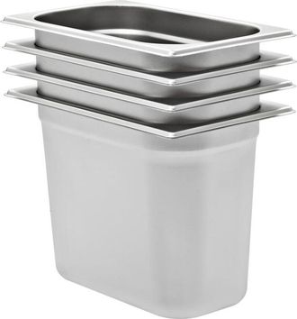 vidaXL Bandejas Gastronorm 4 Unidades Gn 1/4 200 Mm Acero Inoxidable Vidaxl