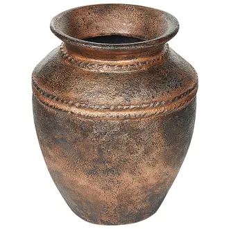 Beliani Jarr&oacute;n Decorativo De Terracota Hecho A Mano Con Efecto Envejecido Vintage Efecto Cobre Puchong