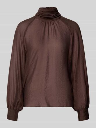 Christian Berg Cocktail Regular Fit Bluse aus Viskose-Mix mit Stehkragen in Dunkelbraun, Gr&ouml;&szlig;e 32