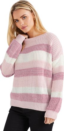 M&Co Womens Petite Striped Space Dye Jumper - Womens Pink