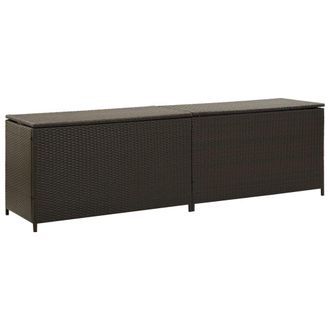 Berkfield Home Garden Storage Box Poly Rattan 200x50x60 cm Brown | Size: 200 x 50 x 60 cm