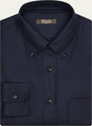 Loro Piana Mens Elia Button-Collar Pocket Sport Shirt