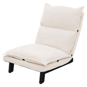 ML Design Ml-design - Silla De Suelo Beige, Sof&aacute; Reclinable Para Sal&oacute;n, Asiento Ergon&oacute;mico Con Respaldo Ajustable Coj&iacute;n Tapizado Con Funda De Lino Estructura De