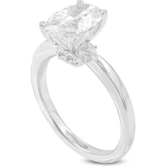 LuvMyJewelry Livia 14K White Gold Oval Lab Grown Diamond Hidden Halo Engagement Ring - 2.25 Ct at Nordstrom, Size 6.5