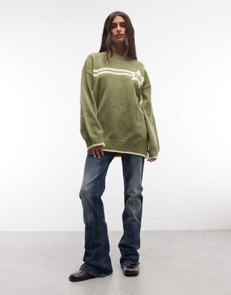 Daisy Street maglione squadrato con grafica a stella verde