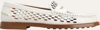 Tod's Perforated Leather Driver Penny Loafers