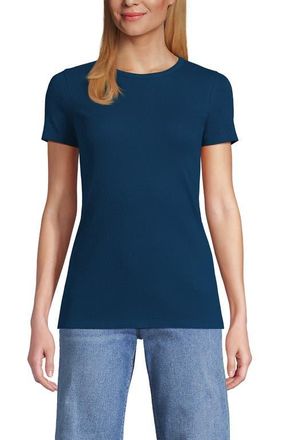 Lands End Cotton Rib T-shirt in Baltic Teal at Nordstrom, Size X-Small P