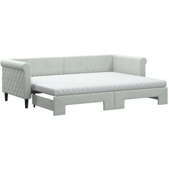 vidaXL Vidaxl - Sof&aacute; Cama Nido Con Colch&oacute;n Terciopelo Gris Claro 80x200 Cm