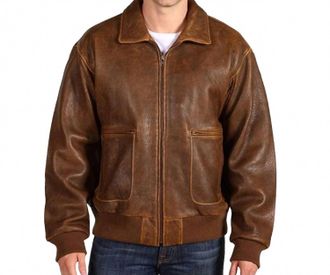 Scully Aero Squadron Leather Bomber Jacket In Brown Antique Lamb
