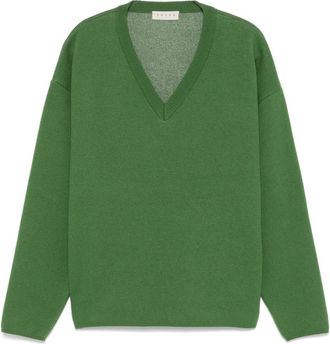Paura Onelia V-neck Sweater - Heren - V-hals truien - Groen - S - Wol - Truien & Vesten