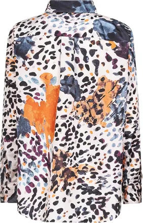 Fendi Womens Ivory Printed Silk Taffeta Shirt