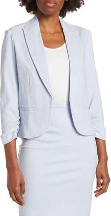 Amanda + Chelsea 3/4 Scrunch Sleeve Mini Stripe Jacket in Blue/White at Nordstrom Rack, Size Large