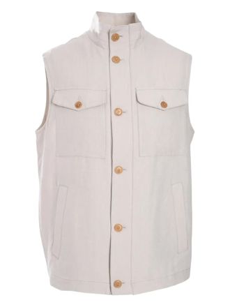 Luciano Barbera linen gilet - men - Linen/Flax - 50 - Neutrals