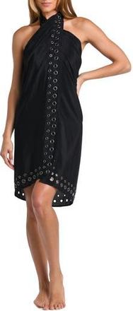 L'agence Emmeline Grommet Trim Cover-Up Pareo in Black at Nordstrom Rack, Size Large
