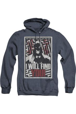 Gildan Batman I Will Fnd You Adult Heather Hoodie / Hooded Sweatshirt