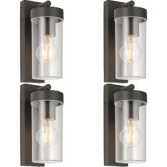 Loops 4 PACK Modern Outdoor IP44 Wall Lantern Light - 15W E27 GLS LED - Dimmable