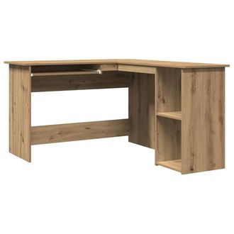 Berkfield Home Corner Desk Artisan Oak 120x140x75 cm Engineered Wood in Brown | Size: 120 x 140 x 75 cm