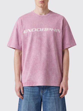 Msgm T-shirt da uomo in cotone con stampa slogan e spalle scese